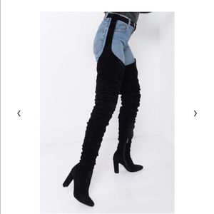 Black thigh high chap boots